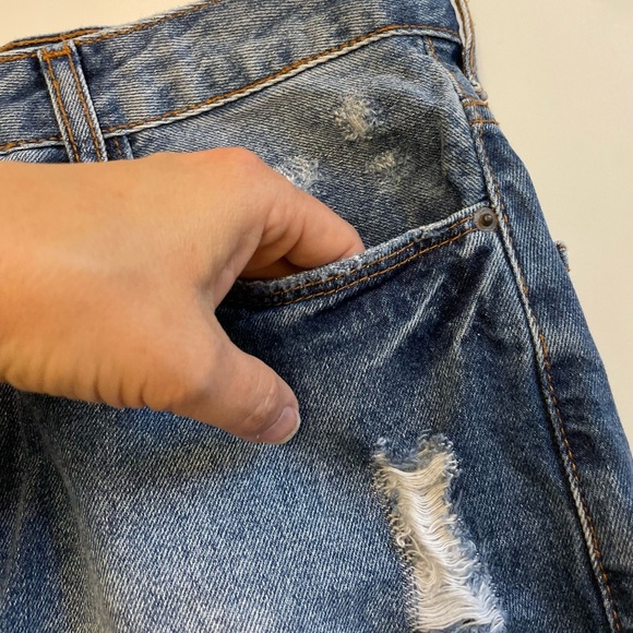 John John distressed 90s inspired 100%cotton denim jean skirt women's size Small - Picture 4 of 11